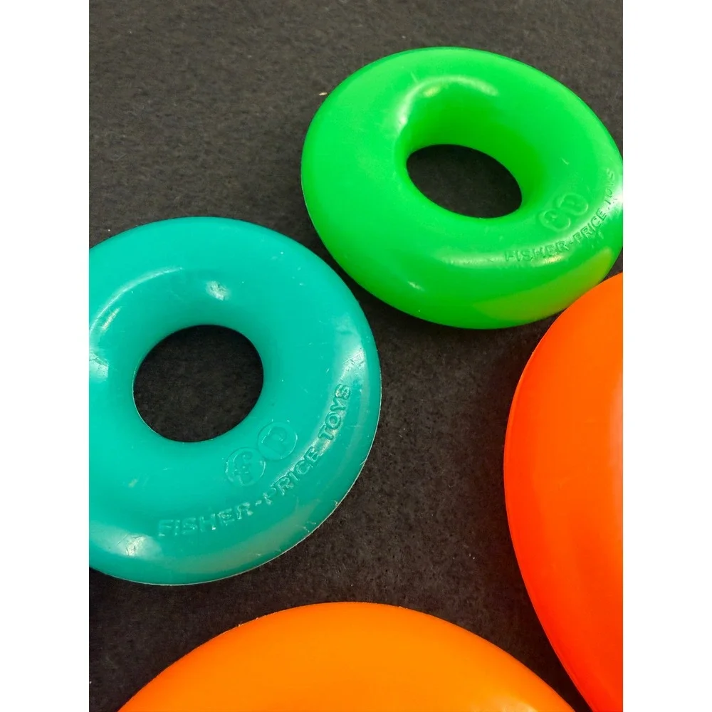 Vintage Fisher-Price Rock-a-Stack 740 NY Black Label 9 Ring Stacking Toy 60s 70s